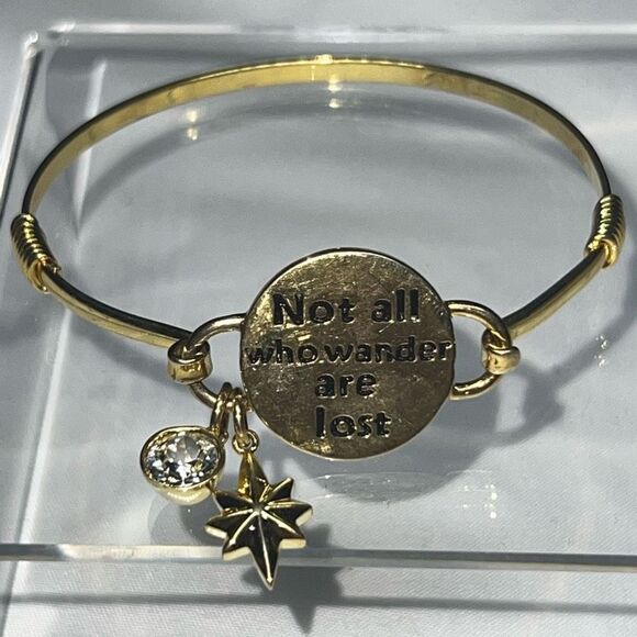 J.R.R. Tolkien Quote Bracelet with North Star charm and CZ - Picture 2 of 7